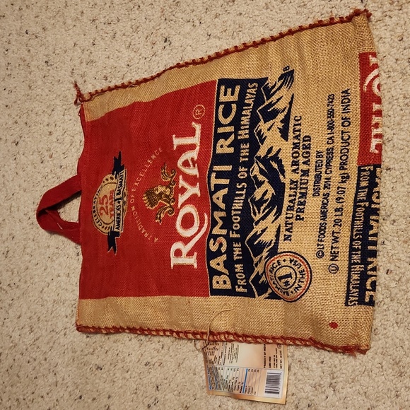 Royal Basmati Rice Burlap Zipper Close Tote Bag - Picture 4 of 5